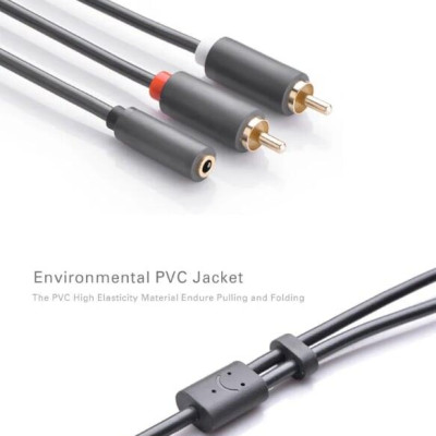 Ugreen UG10561AV102TK 0.25M màu Đen Cáp âm thanh 2 đầu Bông sen sang 3.5mm Âm - HÀNG CHÍNH HÃNG