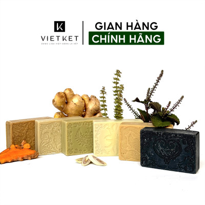 Cục Xà Bông Thảo Dược Sả Chanh VIETKET 100g - Làm Sạch, Giảm Mụn Lưng, Sáng Da, Duy Trì Độ Ẩm, Hương Thơm Thảo Dược
