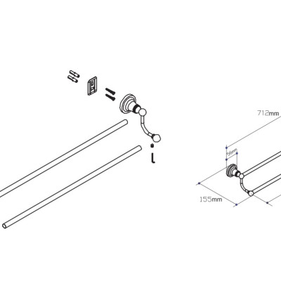 Thanh vắt khăn đôi gắn tường MOEN 90021 (HÀNG CHÍNH HÃNG)