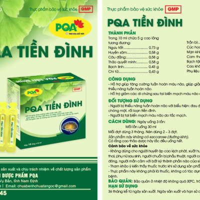 Tiền Đình PQA Hỗ Trợ Tăng Cường Tuần Hoàn Máu Não, Tai Biến,  Các Triệu Chứng Sau Tai Biến Hộp 10 Ống