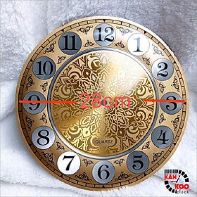 Mặt số nhôm dập nổi đường kính 28cm kiểu số học trò lắp đồng hồ treo tường gỗ, đồng hồ decor