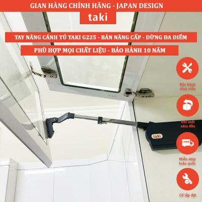 Tay Nâng Cánh Tủ TAKI Bản Nâng Cấp 2025 -  Mã G225 Có Điều Chỉnh Lực - Phù Hợp Mọi Chất Liệu  - Bảo Hành 10 Năm