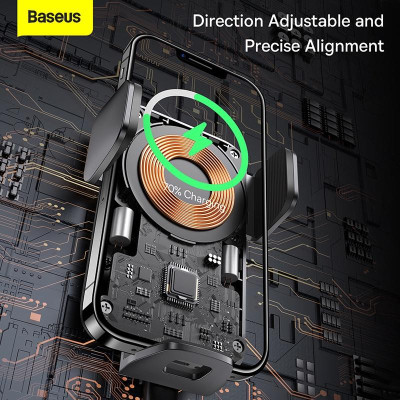 Bộ Đế Giữ Điện Thoại Baseus Wisdom Auto Alignment Car Mount Wireless Charger(QI 15W) (Hàng chính hãng)