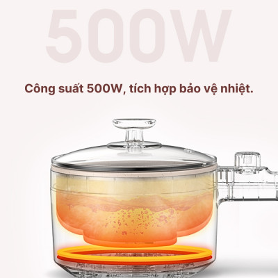 Nồi lẩu điện mini YOICE đa năng công suất 500W, 2 lớp chống bỏng bảo vệ đôi tay của bạn - YDZG1002 - HÀNG CHÍNH HÃNG