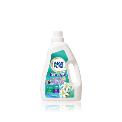 Chai nước giặt Maxpure Hương Lily Hy Lạp 3L - TẶNG 1 dây 10 gói nước xả hương CoCo