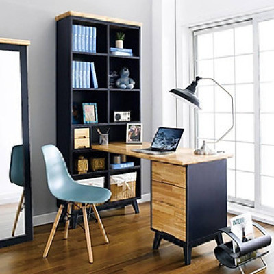 Bộ Bàn Liền Kệ Sách NB-Blue Gỗ Tự Nhiên Ibie OTDBNBBR - Xanh