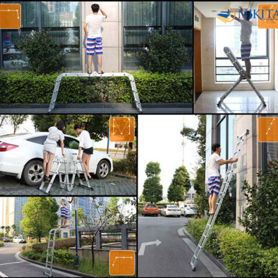 Thang nhôm gấp 4 khúc Nikita Nik44A chân choãi