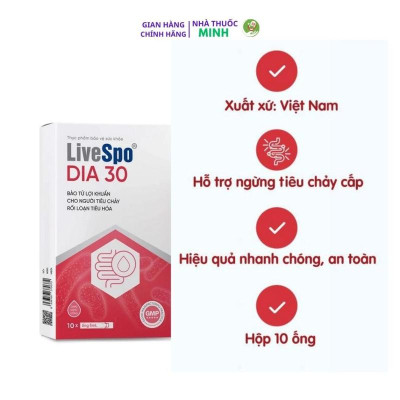 Giảm triệu chứng tiêu chảy cấp - LiveSpo DIA 30 - ( hộp 10 ống x 5ml)