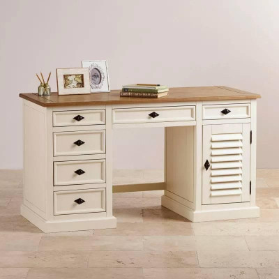 Bàn Làm Việc Shutter Gỗ Sồi Ibie OTDSHUO - Trắng (145 x 60 cm)