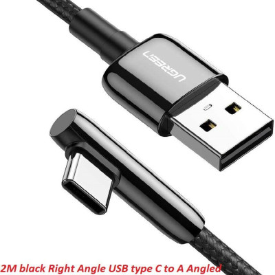 Ugreen UG70415US313TK 2M màu đen cáp USB type C bẻ góc phải 90 độ ra usb A chống nhiễu - HÀNG CHÍNH HÃNG