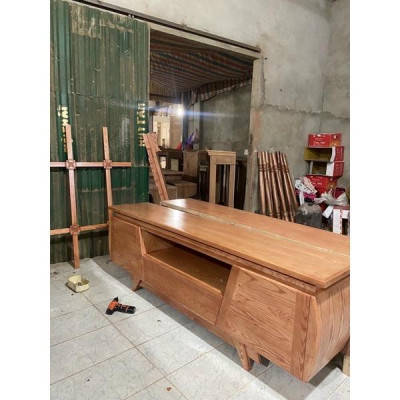 kệ hàn quốc hồi cong gỗ sồi Sơn màu óc chó và  màu hương vàng