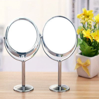 Gương trang điểm để bàn inox 2 mặt xoay 360 độ sang trọng tuyệt đẹp, 1 mặt phóng to 3 lần rõ nét