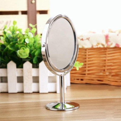 Gương trang điểm để bàn inox 2 mặt xoay 360 độ sang trọng tuyệt đẹp, 1 mặt phóng to 3 lần rõ nét