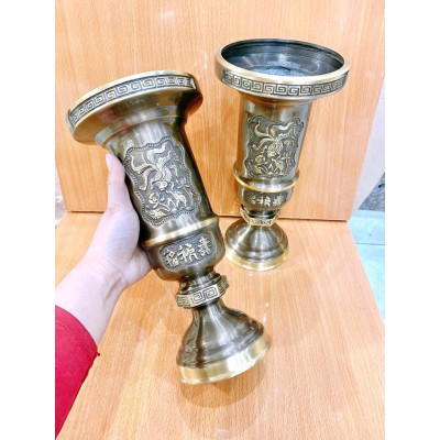 ĐÔI ỐNG ĐỰNG HƯƠNG CAO 29 x 14 CM NẶNG 3.6 KG CHẤT LIỆU BẰNG ĐỒNG