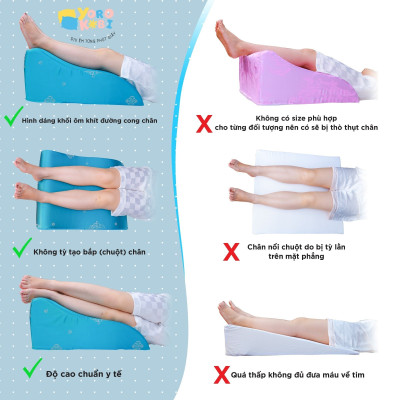 Gối kê chân chống giãn tĩnh mạch YOROKOBI cao 25cm dành cho người đau nhức chân, tiểu đường, tê bì, vọp bẻ, kiến bò, mẹ bầu phù chân tích nước - hàng thương hiệu- TÍM