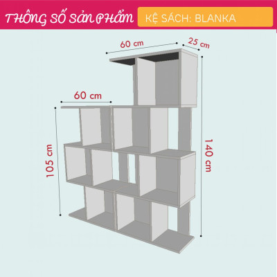 Giá sách gỗ công nghiệp thiết kế đẹp hiện đại tiện nghi SMLIFE Blanka