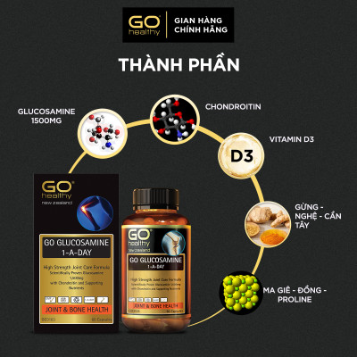 GO GLUCOSAMINE 1-A-DAY 1500mg 60 VIÊN- Viên uống bổ xương khớp nhập khẩu chính hãng GO Healthy New Zealand