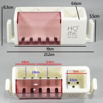 ( HÀNG CAO CẤP ) Giá cắm cài bàn chải, kem đánh răng có úp được 2 cốc ly dán tường không cần khoan đục lỗ