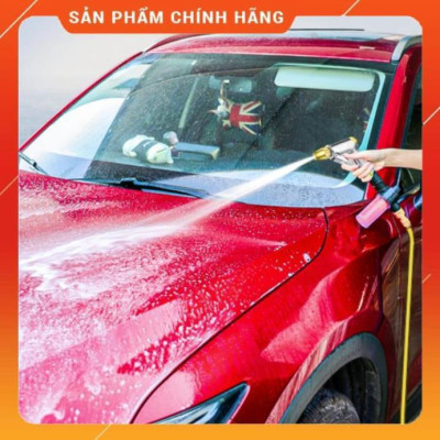 ️ Bộ dây vòi xịt nước rửa xe, tưới cây , tăng áp 3 lần, loại 7m, 10m 206236 đầu đồng, cút, + móc khoá .
