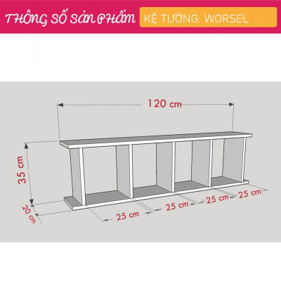 Giá sách treo tường gỗ MDF cao cấp SMLIFE Worsel