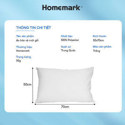 Bảo Vệ Gối Khách Sạn Homemark 50x70cm - Kháng Nước, Chống Bụi, Khóa Kéo Tiện Lợi