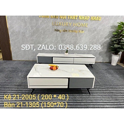 Hàng HOT GIÁ SỈ Bàn trà + kệ tivi nhập khẩu mặt đá vân bóng