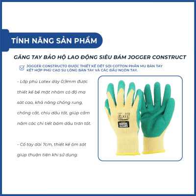 Găng tay bảo hộ Jogger Constructor phủ cao su Pu siêu bám, chắc tay, ôm tay