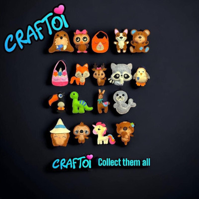 KIM NHỰA Bộ Thủ Công Trẻ Tự Làm Thú Bông 5+ Otter Mrs. Otter & Baby Otty Craftoi Felt Sewing toy prepunched holes plastic needle