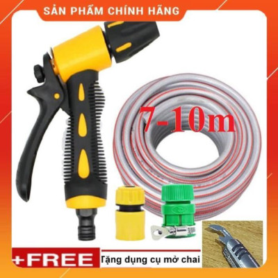 ️ Bộ dây vòi xịt nước rửa xe, tưới cây , tăng áp 3 lần, loại 7m, 10m 206319 cút sập, + mở chai