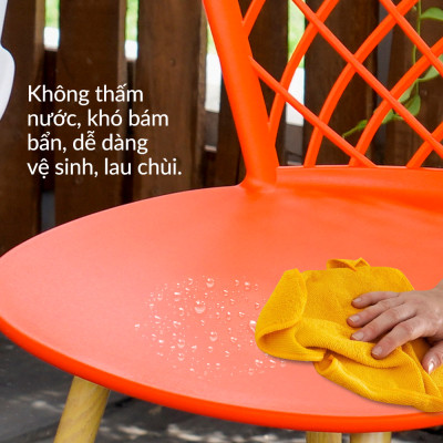 Ghế cafe mặt nhựa chân kim loại giả gỗ Carbo