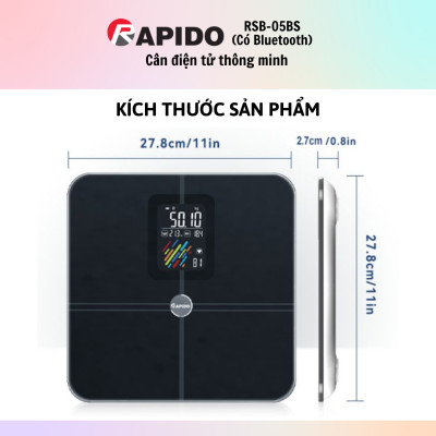 Cân sức khỏe Rapido RSB05-BS - Hàng chính hãng - Bảo Hành 12 Tháng