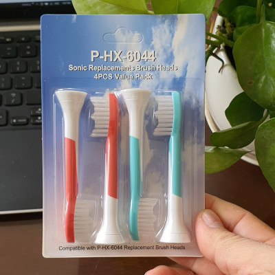 cho máy Philips Sonicare HX3, HX6, HX7, HX8, HX9, R, FlexCare +, FlexCare, HealthyWhite, HydroClean, EasyClean, DiamondClean, Bộ 4 đầu bàn chải đánh răng điện HX-6044 