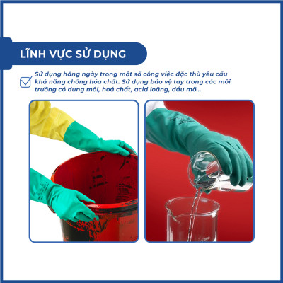 Găng tay chống dầu, hoá chất Ansell Solvex 37-185 bảo vệ tay khỏi hóa chất, axit loãng, dầu mỡ