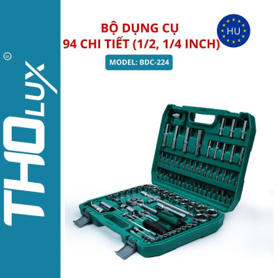 Bộ dụng cụ 94 chi tiết (1/2, 1/4 inch) BDC-224 Tholux, Bộ đầu khẩu, thanh mở rộng