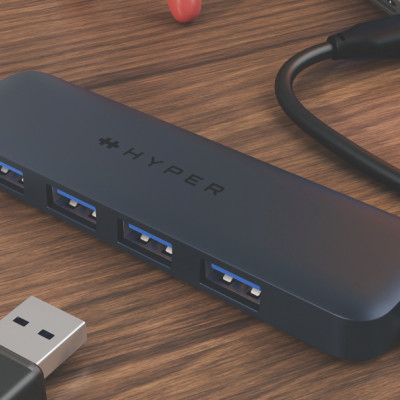 HUB chuyển đổi HyperDrive Next 4 In 1 Usb-A Port cho Macbook/ Laptop - Thiết kế 4 cổng truyền dữ liệu tốc độ cao HD5002 - Hàng Chính Hãng