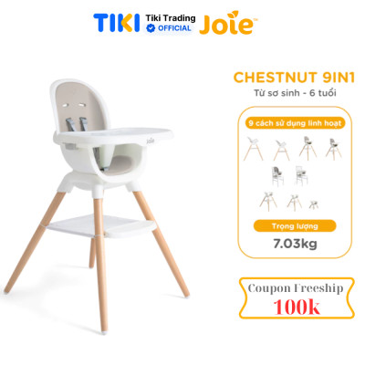 Ghế ăn trẻ em Chestnut 9in1 Highchair Mocha Joie tiện lợi với 3 mức điều chỉnh độ cao | Ghế ăn cho bé từ 0 đến 6 tuổi