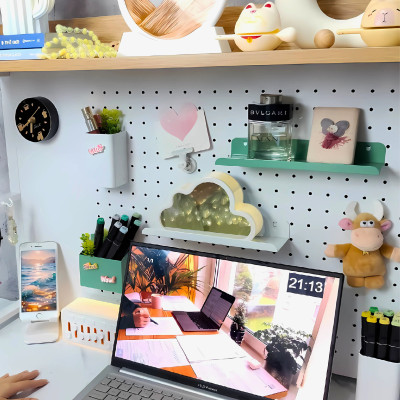 Kệ Pegboard đa năng Dola Home kệ sách để bàn decor học tập làm việc cho mẹ và bé hiện đại