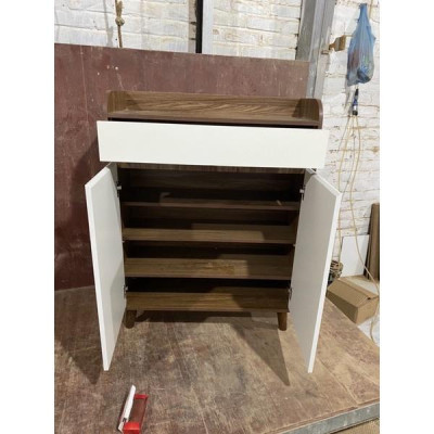 tủ giày dép màu óc chó cánh cải trắng dài 80 cao 1m04 sâu 30 -chân gỗ sồi -giá tại xưởng