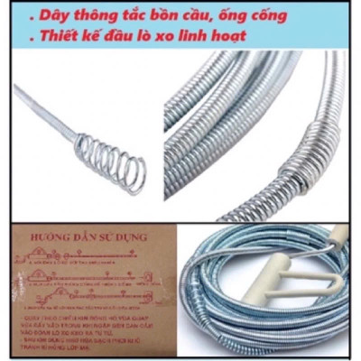 Cuộn Dây Lò Xo Thông Tắc Cống – 5m & 10m, Làm Sạch Cống Nghẹt Hiệu Quả