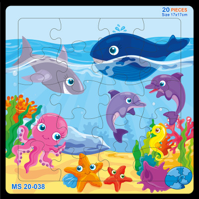 05 bộ tranh xếp hình 20 mảnh size 17x17cm – đồ chơi trí tuệ cho bé từ 2 tuổi – Combo Động vật dễ thương 2