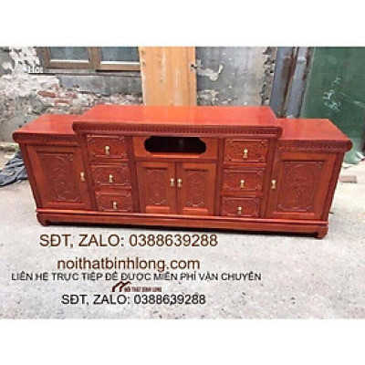 kệ tivi mõ lồi gỗ xoan đào kt 2m2