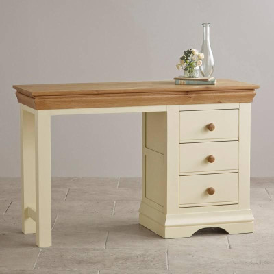 Bàn 3 Ngăn Kéo Country Cottage Gỗ Sồi Ibie BTV3COUO - Trắng (120 x 50 cm)