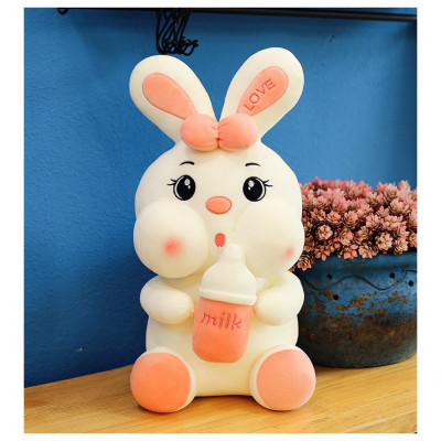 Thú nhồi bông thỏ ôm bình sữa cute - Size 30cm - Màu sắc ngẫu nhiên - Quà tặng gấu bông thỏ ôm bình sữa êm mịn.