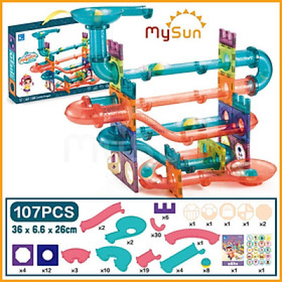 Đồ chơi cầu trượt xếp hình thả bi lăn ánh sáng vật lý cho bé phát triển tư duy trí tuệ MySun