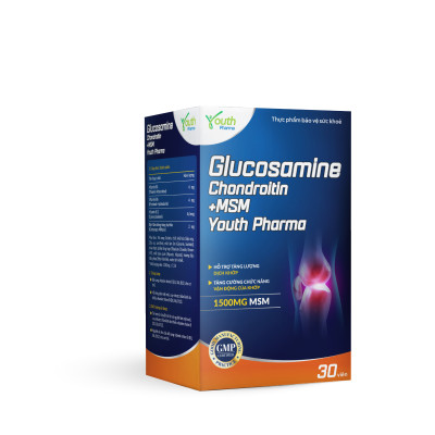 Viên Uống Glucosamine Chondroitin +MSM Youth Pharma Hỗ Trợ Làm Trơn Ổ Khớp, Giúp Khớp Vận Động Linh Hoạt. Hộp 30 Viên