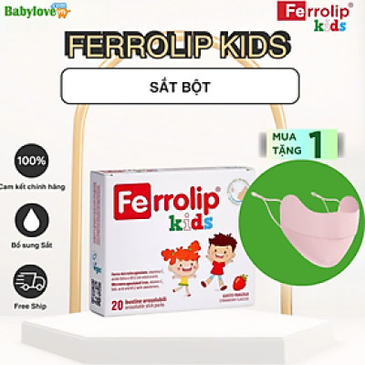 Sắt bột Ferrolip Kids Hộp 20gx1.5g bổ sung vitamin C, axit folic và vitamin B12 cho bé
