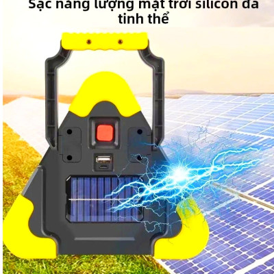 Đèn Cảnh Báo Tam Giác SOS LED COB Pin 6400mAh Sạc Năng Lượng Mặt Trời Cho Xe Đường Dài Tàu Thuyền Biển Báo Công Trình
