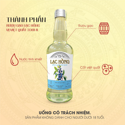 [COMBO 6 CHAI] Rượu Gạo Lạc Hồng Vị Việt Quất thơm ngon dễ uống được chưng cất từ gạo lên men 330ml