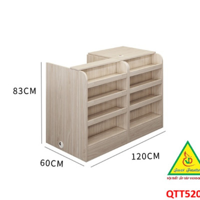 Quầy tính tiền, Bàn thu ngân cho cửa hàng tiện lợi, siêu thị mini, shop QTT520A - Nội thất lắp ráp Viễn Đông ADV