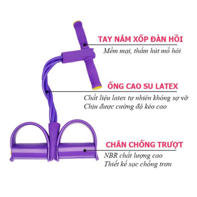 Dây kéo đàn hồi 4 ống cao su dododios tập thể tục, tập Gym tại nhà tập tay vai eo chân
